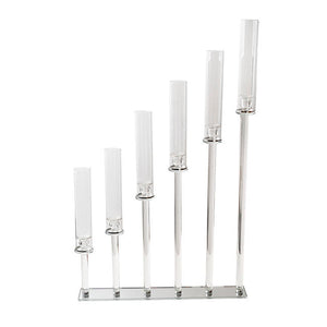 Crystal Glass 6 Head Linear Pillar Candelabra Clear (98cmH)