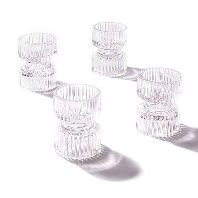 Glass Craft Ripple 2 in 1 Candle Holder Crystal (6x7.5cmH)