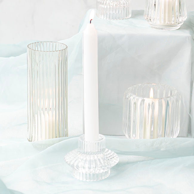 Glass Craft Ripple 2 in 1 Candle Holder Clear (8x5.6cmH)