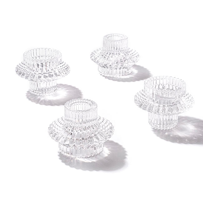 Glass Craft Ripple 2 in 1 Candle Holder Clear (8x5.6cmH)