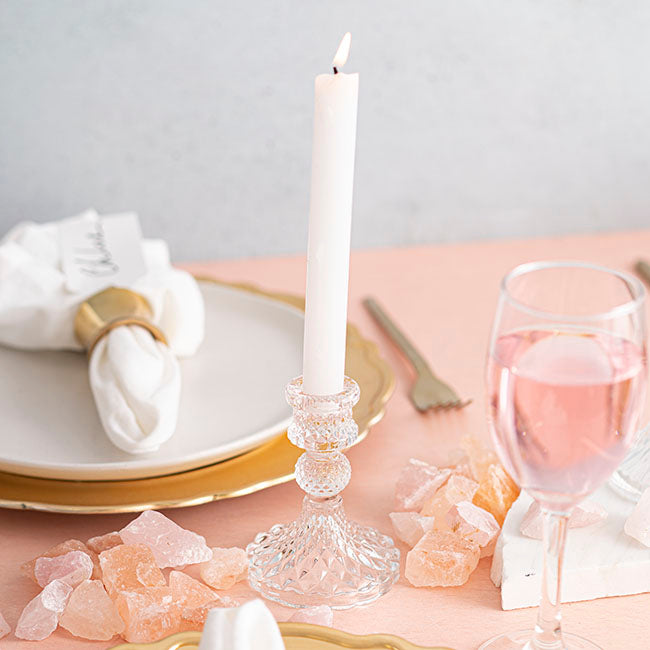 Glass Swindon Dinner Taper Candle Holder Clear (8Dx10cmH)