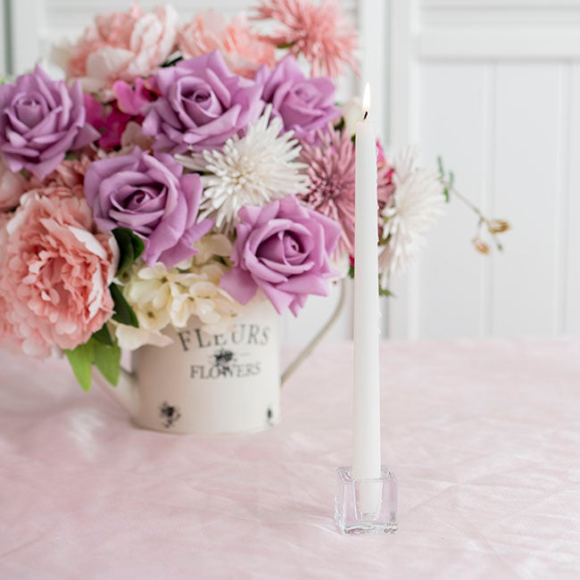 Glass Crystal Cube Dinner Candle Holder Clear (4x4cmH)