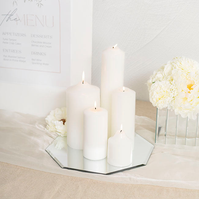 Octagon Mirror Glass Bevelled Plate Pack 2 Silver (30.5cmD)