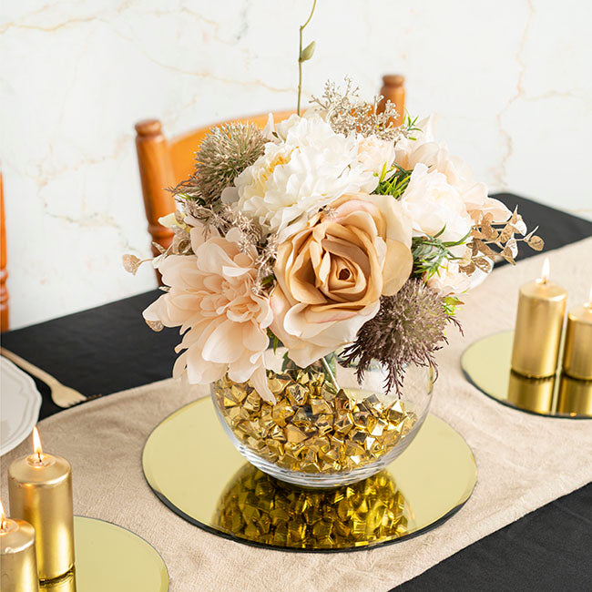 Round Mirror Glass Bevelled Plate Pack 2 Gold (30.5cmD)