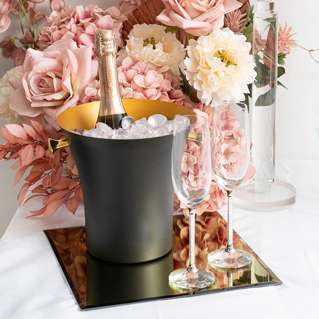 Square Mirror Glass Bevelled Plate Pack2 Gold (30.5x30.5cmH)