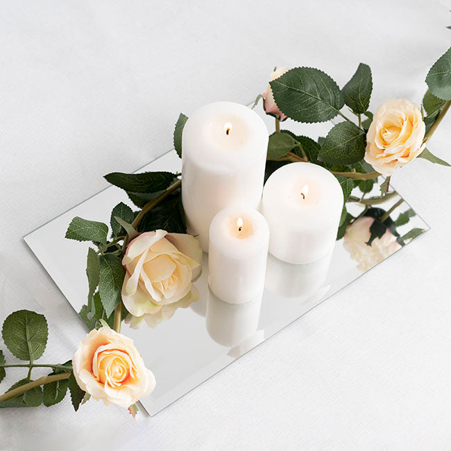 Rectangle Mirror Glass Plate Pack 2 Silver (30.5x20.5cmH)