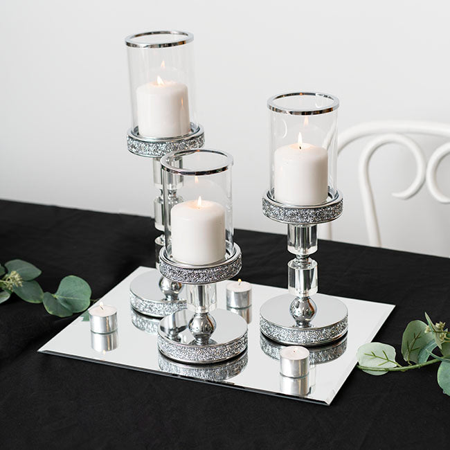 Rectangle Mirror Glass Plate Pack 2 Silver (40.5x30.5cmH)