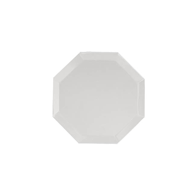 Octagon Mirror Glass Bevelled Plate Pack 4 Silver (10cmD)