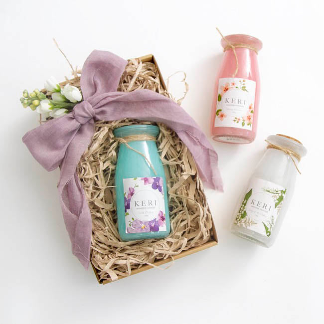 Scented Milk Jar Candle Melody Valley of Lily 90g 6x12.5cmH