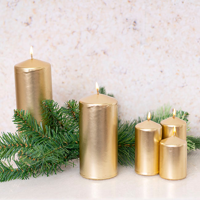 Dome Pillar Event Candle Pack 4 25 HRS Gold (5x7.5cmH)