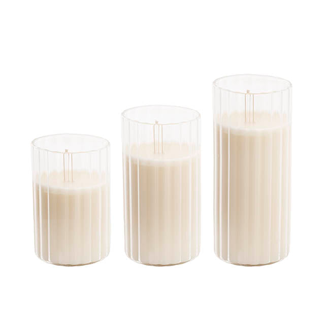 Centrepiece Ripple Candle Jar Set of 3 Clear (6x7/11/15cmH)