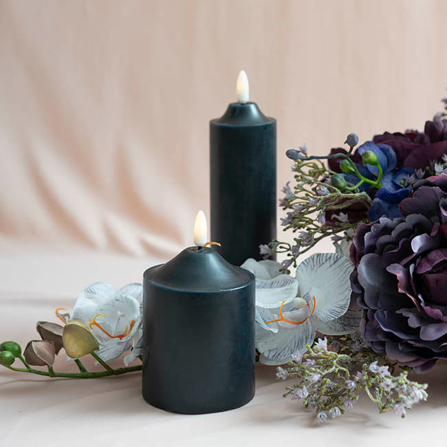 Wax LED Trueflame Flickering Pillar Candle Black (7.5X10cmH)