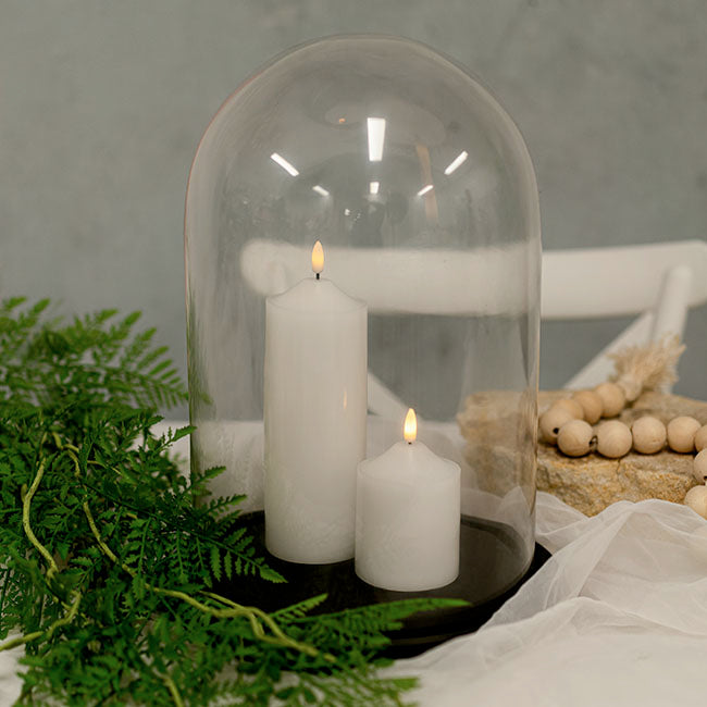 Wax LED Trueflame Flickering Pillar Candle White (7.5X10cmH)