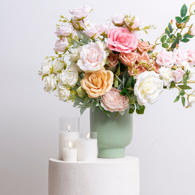 LED Glass Trueflame Flickering Event Pillar Candle 7.5x10cmH