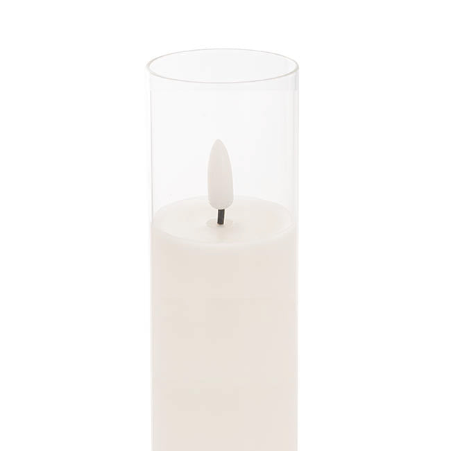 LED Glass Trueflame Flickering Event Pillar Candle 5x22.5cmH