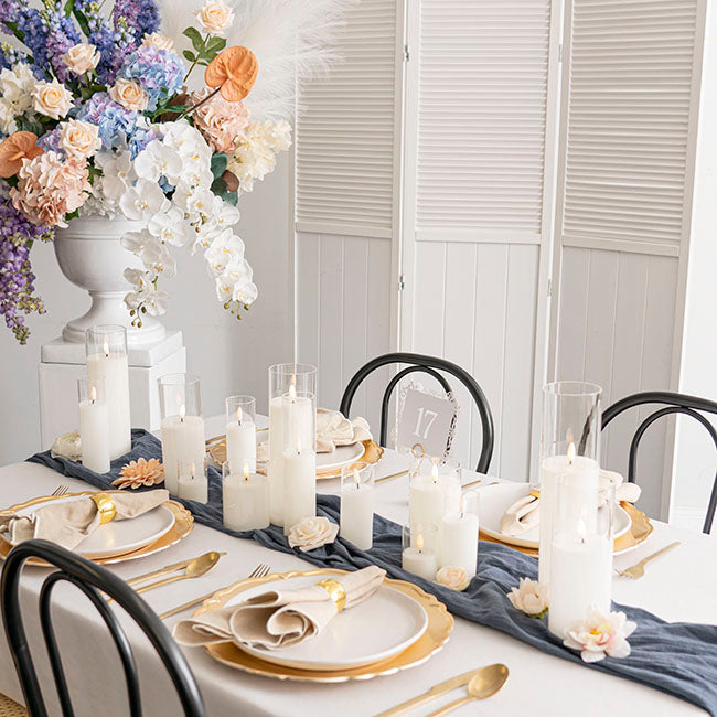 LED Glass Trueflame Flickering Event Pillar Candle 7.5x30cmH