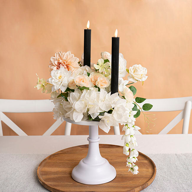 Wax LED Trueflame Fluted Taper Candle Black 2PK (2x24.5cmH)