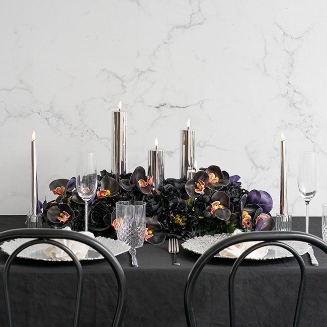 Event LED Trueflame Flickering Pillar Candle Chrome 5DX10cmH