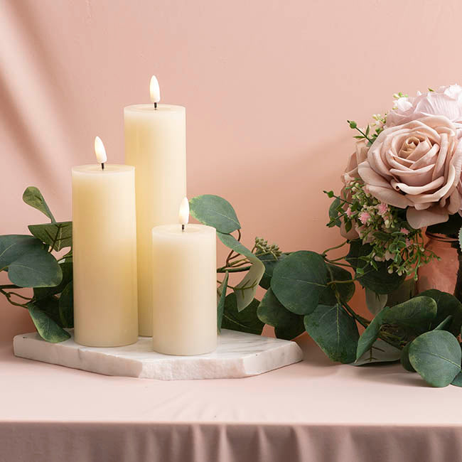 Wax LED Trueflame Event Pillar Candle Ivory (5.5x20cmH)