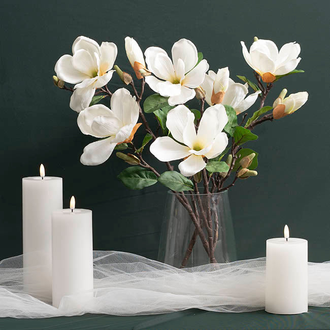 Wax LED Trueflame Event Pillar Candle White (7.5x22.5cmH)