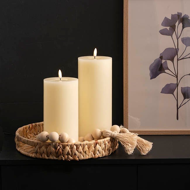 Wax LED Trueflame Event Pillar Candle Ivory (10x25cmH)