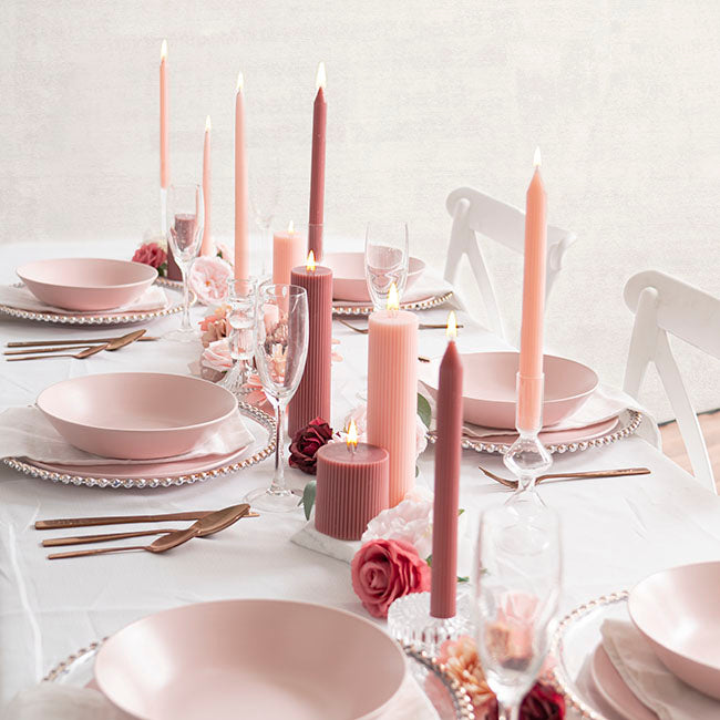 Roman Fluted Pillar Candle Dusty Pink (5x15cmH)