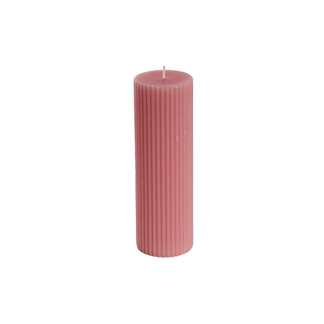 Roman Fluted Pillar Candle Dusty Pink (5x20cmH)