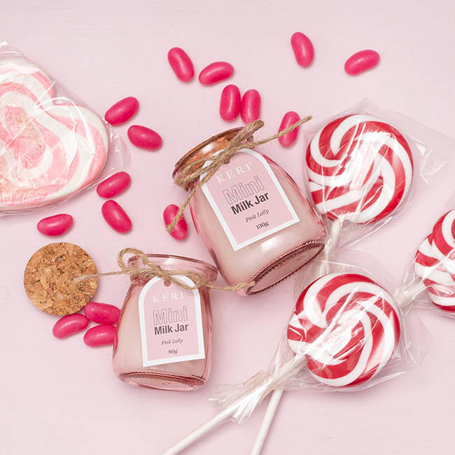 Scented Candle Mini Milk Jar Pink Lolly (80g)
