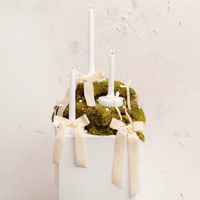 Contemporary Fluted Taper Dinner Candle (10Dx25cmH) White