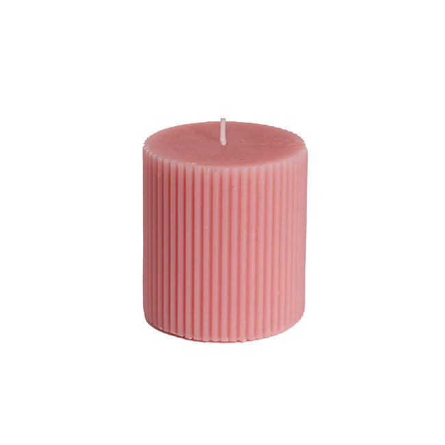 Roman Fluted Pillar Candle Dusty Pink (7x10cmH)