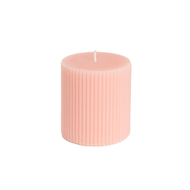 Roman Fluted Pillar Candle Pale Pink (7x10cmH)