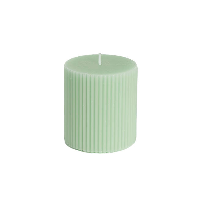 Roman Fluted Pillar Candle Pale Sage (7x10cmH)