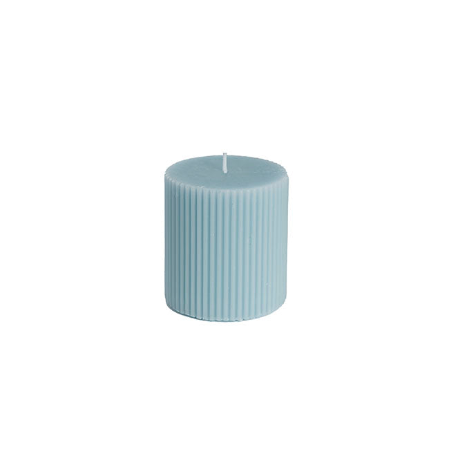 Roman Fluted Pillar Candle French Blue (7x7.5cmH)