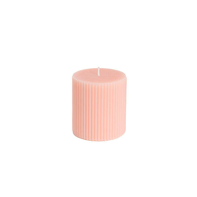 Roman Fluted Pillar Candle Pale Pink (7x7.5cmH)