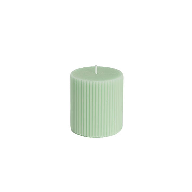 Roman Fluted Pillar Candle Pale Sage (7x7.5cmH)