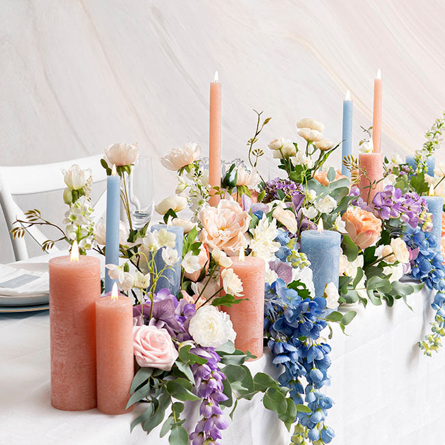 Fleur Pillar Candle Peach (5x15cmH)