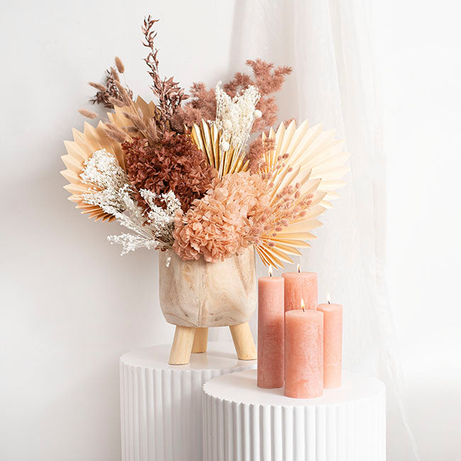 Fleur Pillar Candle Peach (5x20cmH)