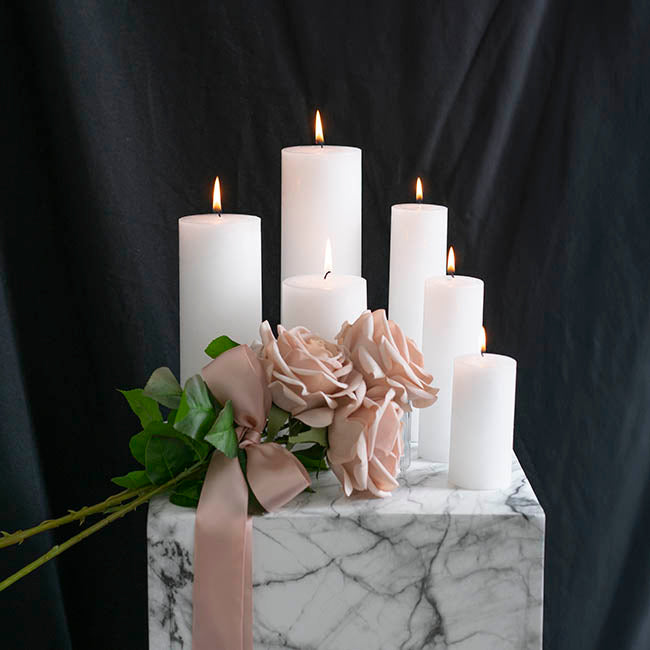 Event Flat Top Pillar Candle 14HR White (5x10cmH)