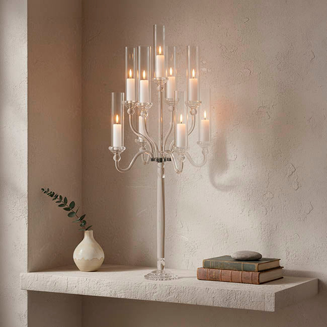 Elegant Crystal 9 Head Candelabra Centrepiece Clear (142cmH)