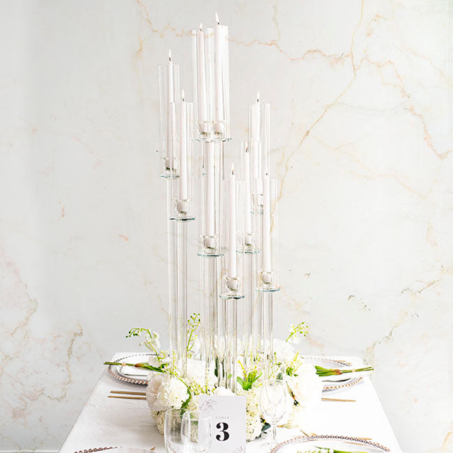 Crystal Candelabra 10 Glass Candle Holders Clear (109cmH)