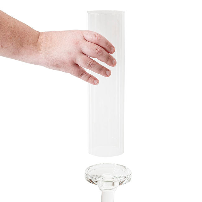Crystal Glass Single Pillar Candle Holder Clear (100cmH)
