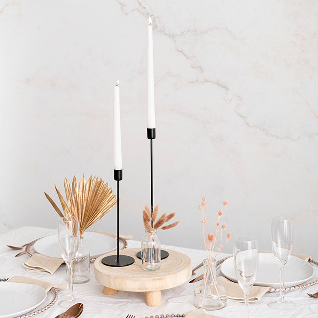 Single Metal Taper Candle Holders Black (8.8x35cmH)