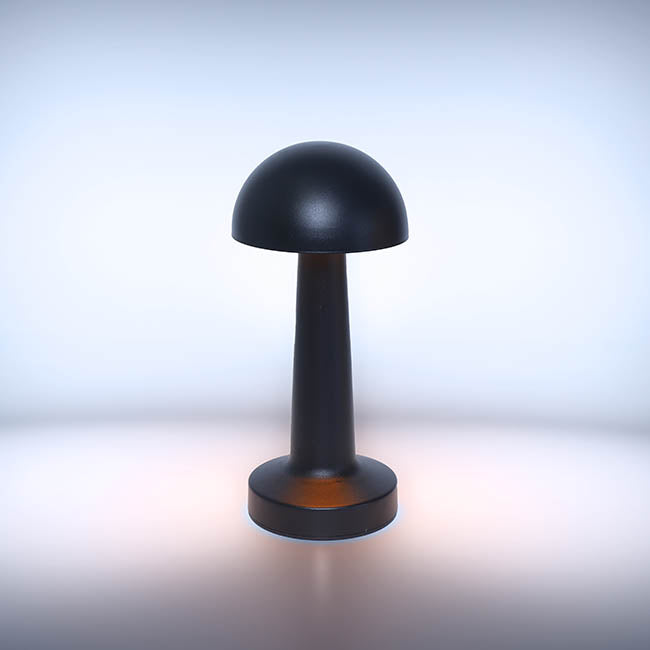 Portable Cordless LED Mushroom Table Lamp Black (21.5cmH)