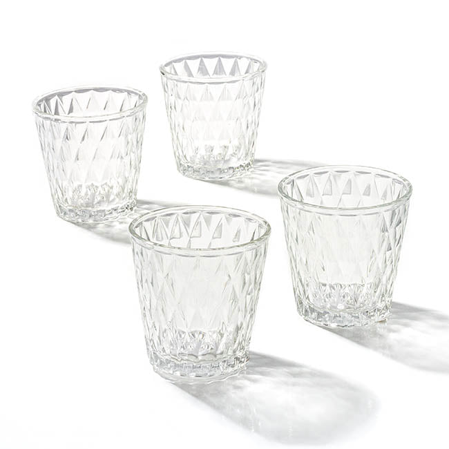 Glass Votive Candle Holder Diamond Arya Clear (7.5x7.5cmH)