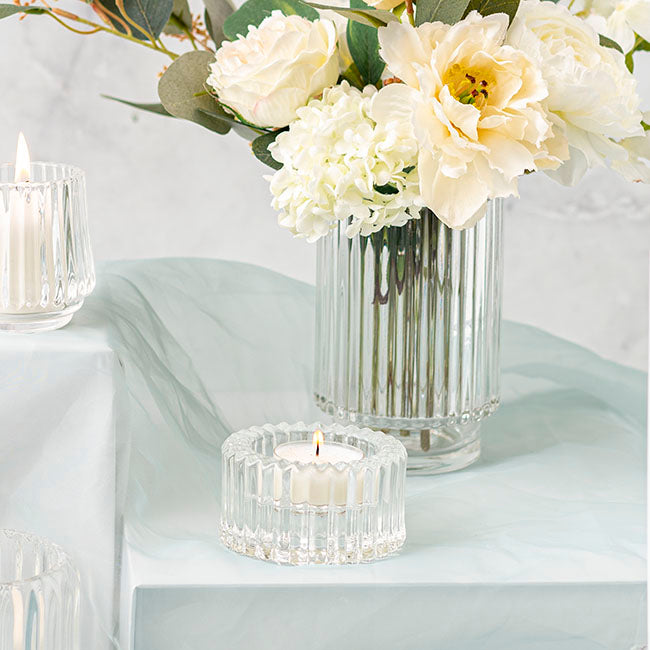 Glass Craft Ripple 2 in 1 Candle Holder Clear (8x4.5cmH)
