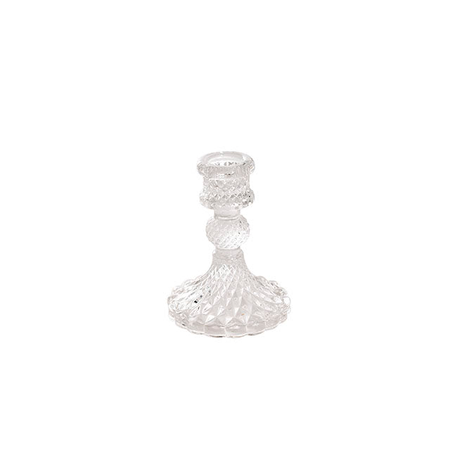 Glass Swindon Dinner Taper Candle Holder Clear (8Dx10cmH)