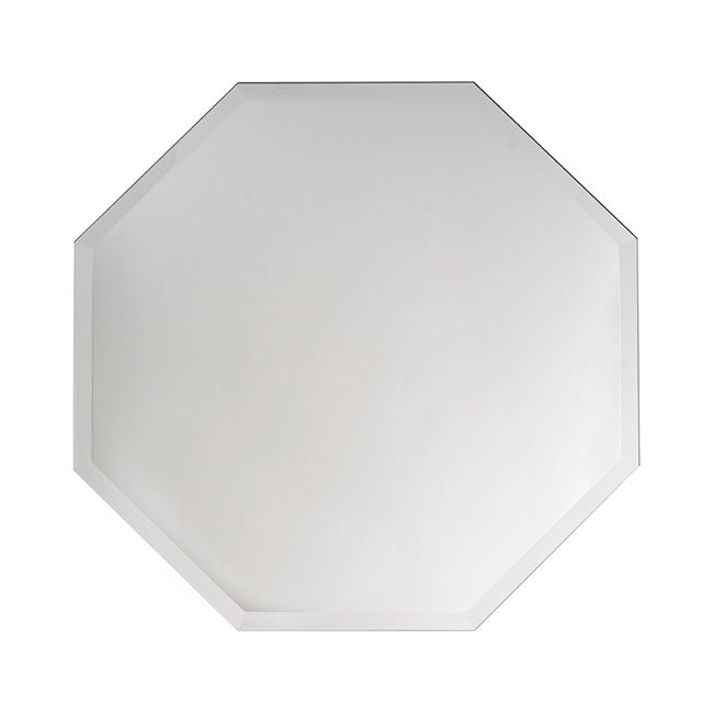 Octagon Mirror Glass Bevelled Plate Pack 2 Silver (30.5cmD)