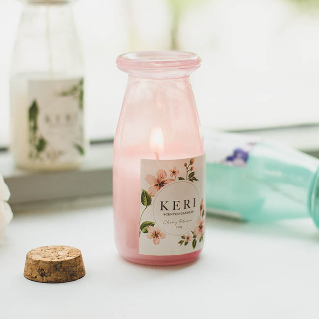 Scented Milk Jar Candle Melody Cherry Blossom 90g 6x12.5cmH