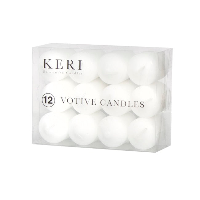 Votive Event Candle 12 Hour Bulk Pack 12 White (3.7x5.5cmH)