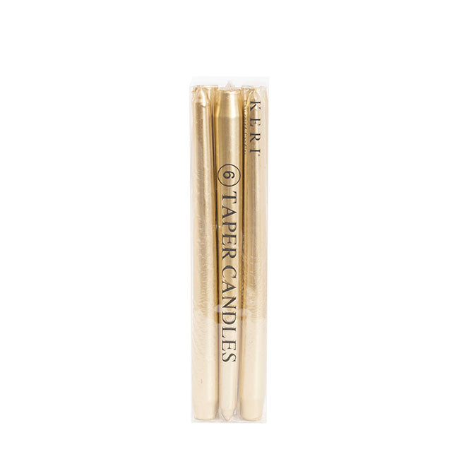 Taper Dinner Candle Pack 6 Gold (2cm x 25cmH)